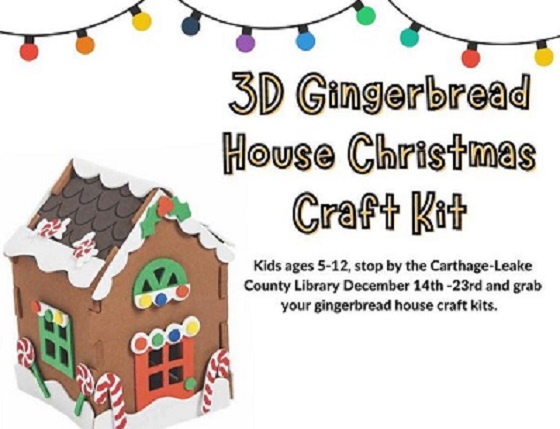Carthage Leake Library 3D Gingerbread House Giveaway