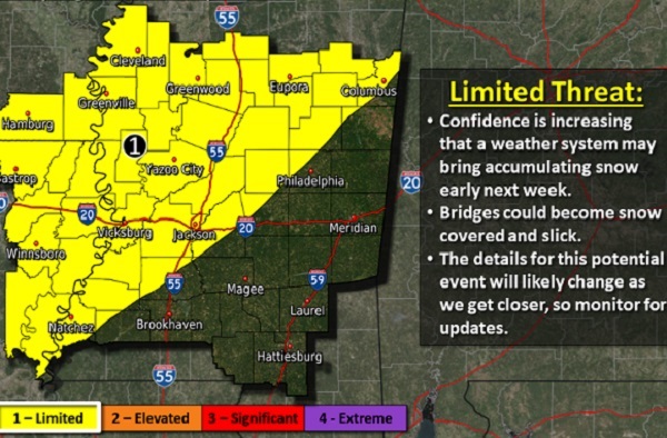 Snow Possible Sunday Night In Central Mississippi