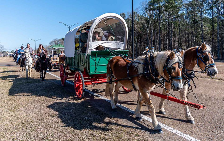 Dixie National Rodeo starts tonight. Wagon Trains on the way.