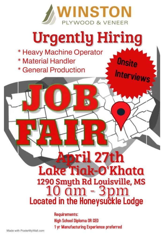Winston Plywood & Veneer Job Fair Wednesday April 27