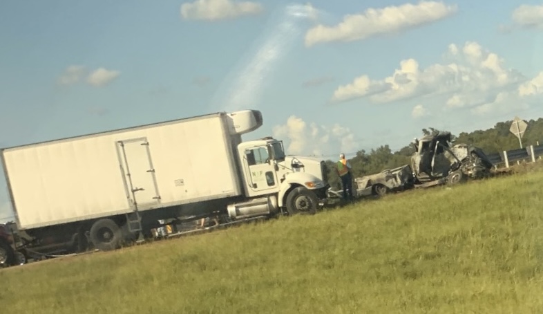 Crash on HWY 16 West in Leake County, Vehicle on Fire