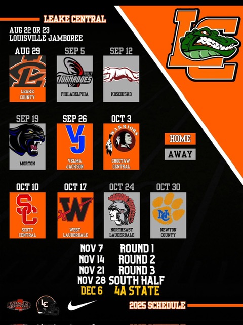 Leake Central releases 2025 football schedule