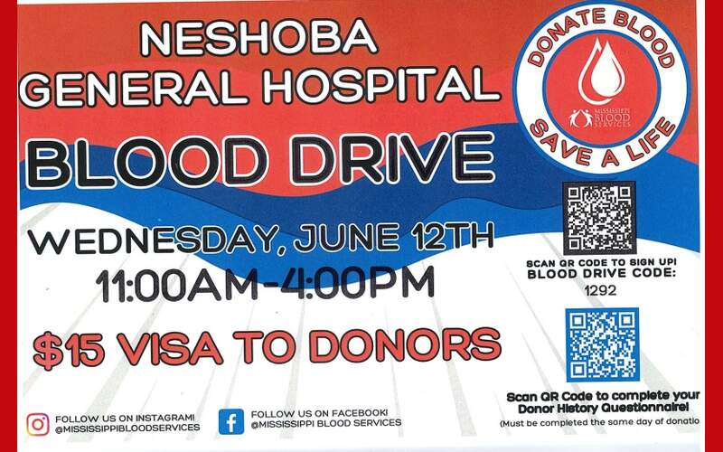 Mississippi Blood Services to Host Blood Drive at Neshoba General Hospital