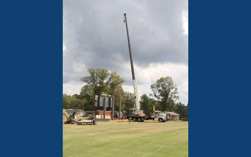 Photo: Digital video scoreboard going up at Holmes CC