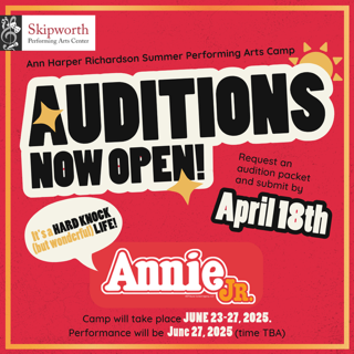 “Annie Jr.” auditions now open for Ann Harper Richardson Summer Performing Arts Camp in Kosciusko