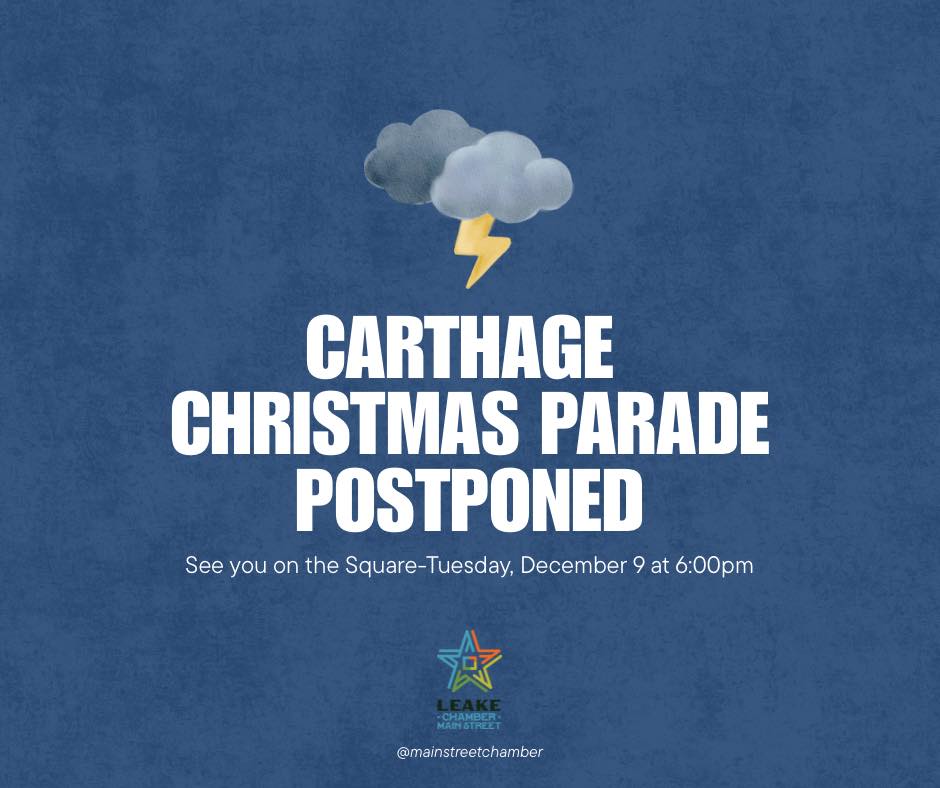 Carthage Christmas Parade Postponed to Tuesday, Dec. 9