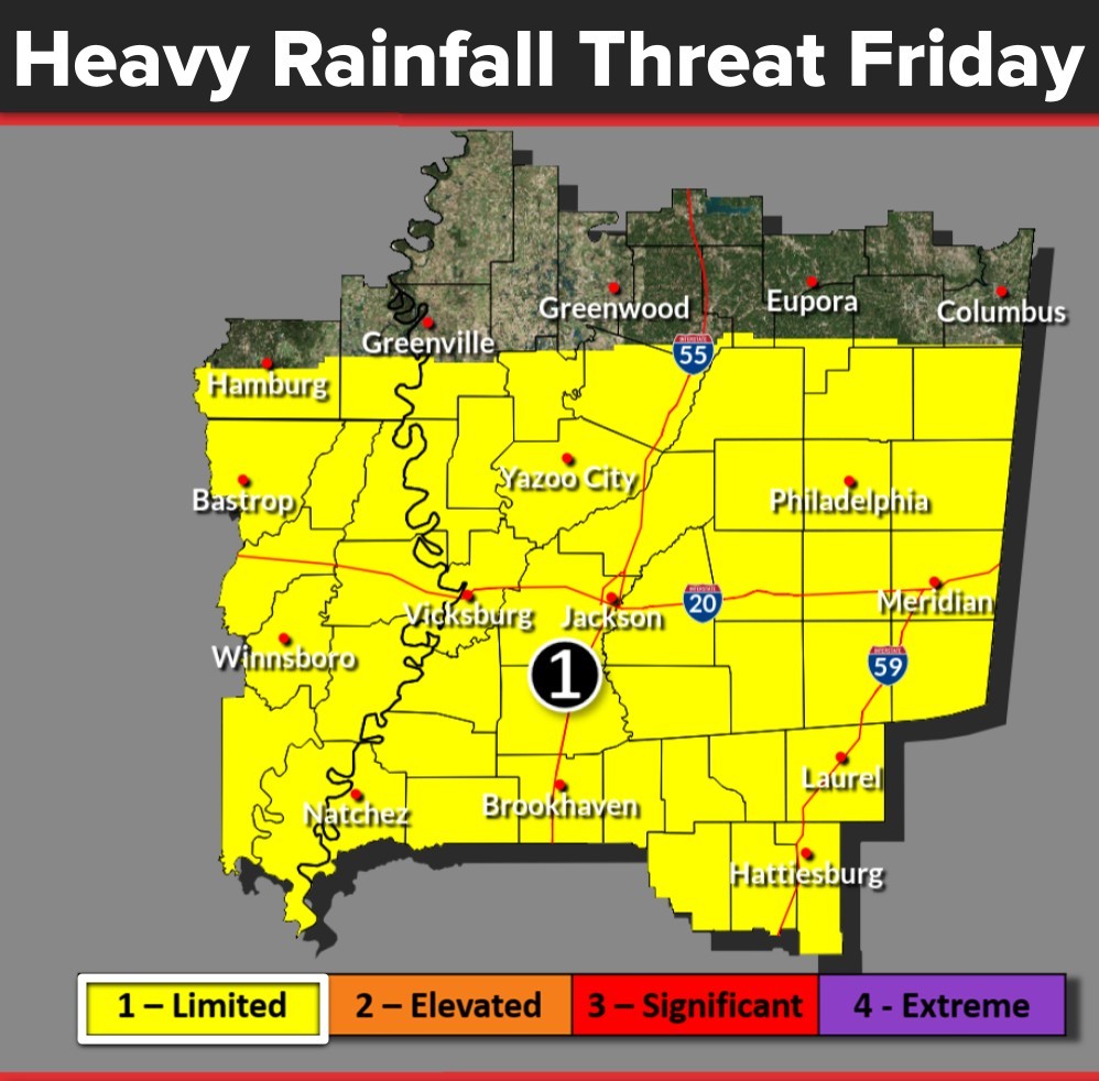 Heavy Rain Possible Locally on Friday