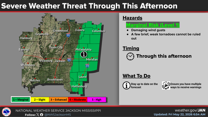Tornado Risk in Eastern Areas Extended Through the Afternoon