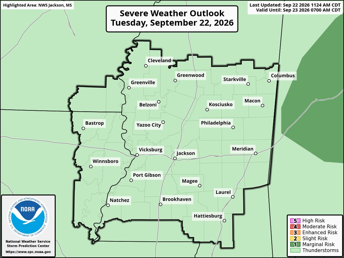 Storm Threat Diminishing for MS