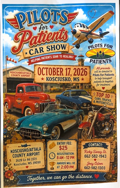 Pilots for Patients Fly-In and Car Show Coming to Kosciusko Airport October 17